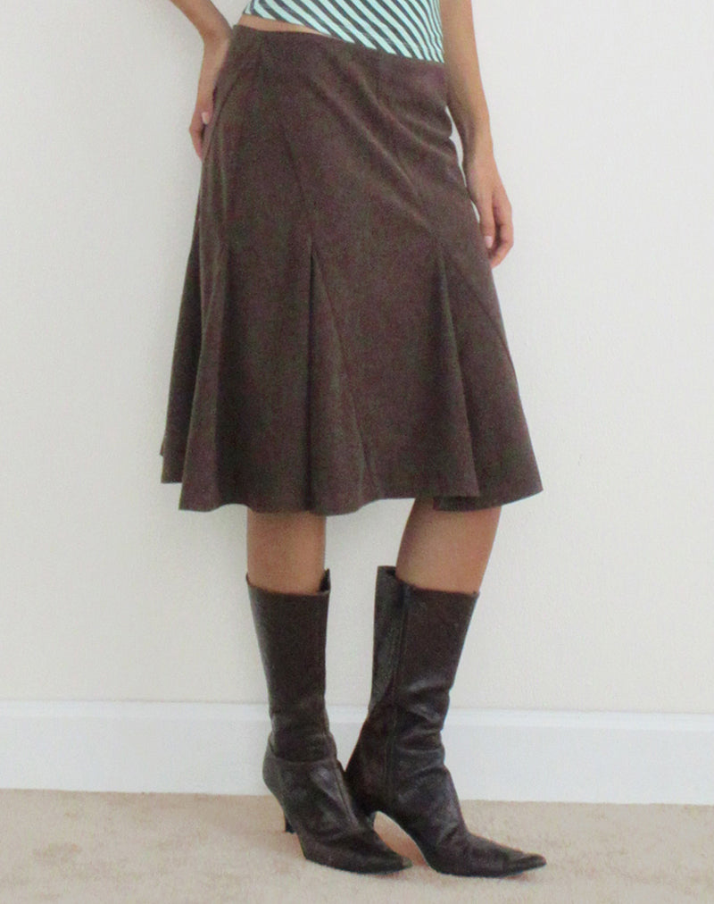 Image of Abila Midi Skirt in Corduroy Dark Brown