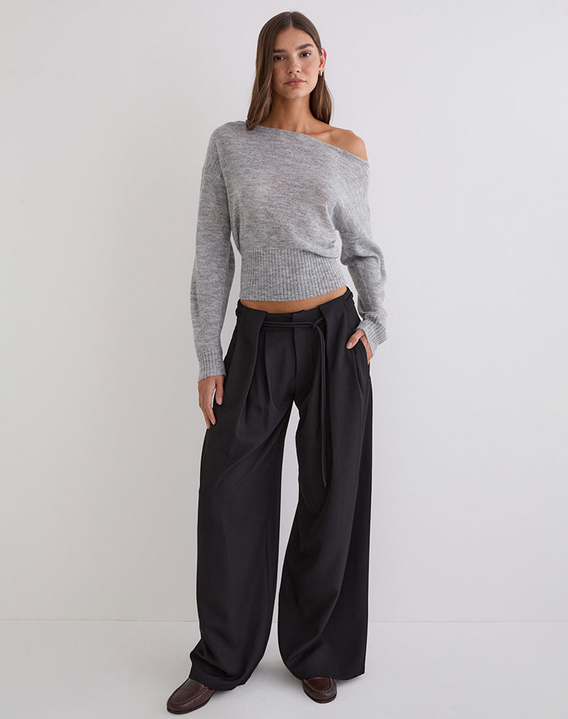 Image of Rivela Tie Waist Trouser in Black