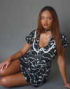 Image of Sulani Mini Dress in Black with Pearl and Bow Print