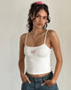 Image of Suna Vest Top in Off White with Strawberry Bow Print