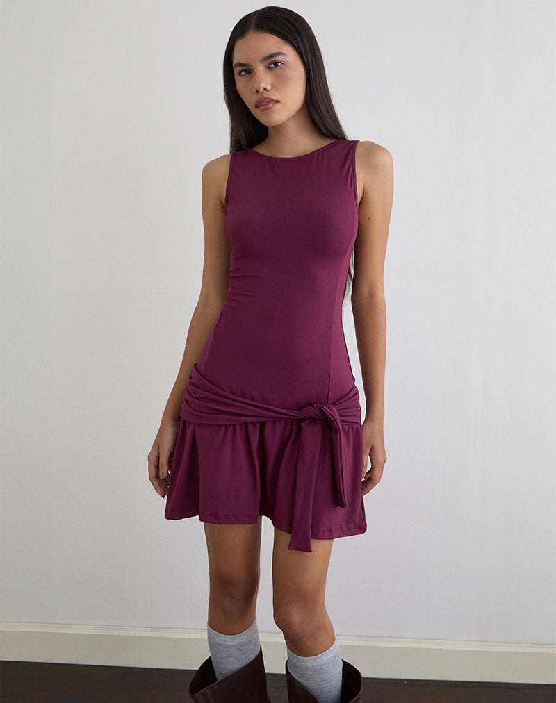 Supriati mini-jurk van rayon jersey, dieppaars