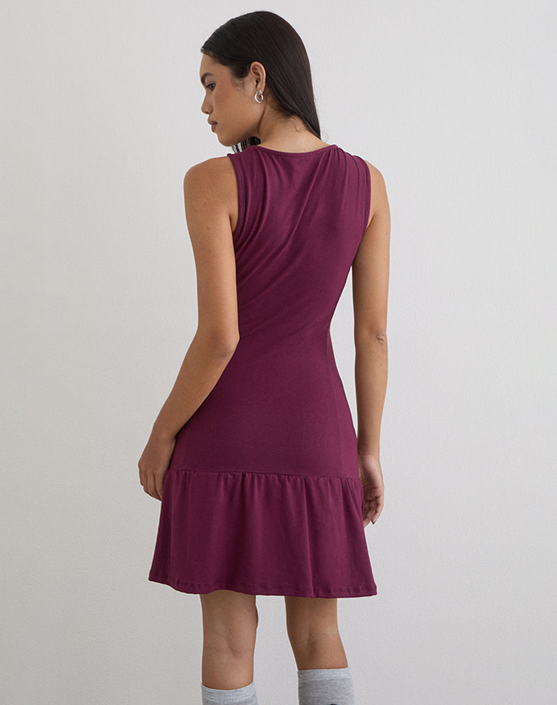 Image of Supriati Mini Dress in Rayon Jersey Deep Purple