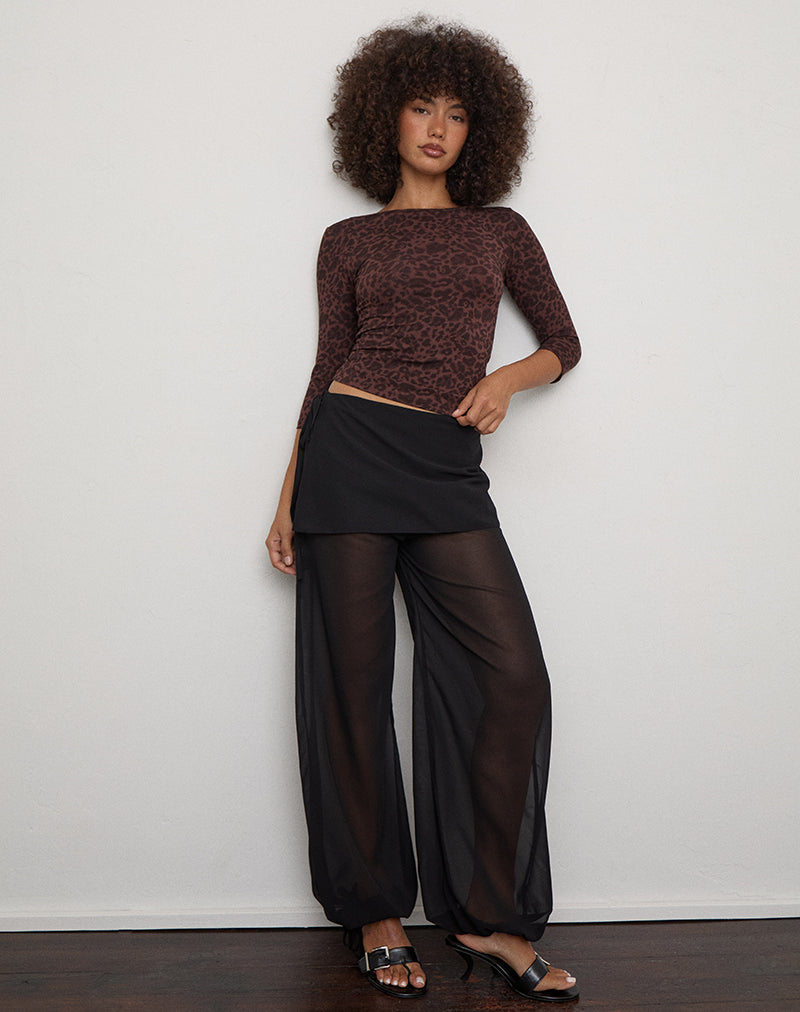 Image of Suteman Trouser with Skirt Overlay in Chiffon Black