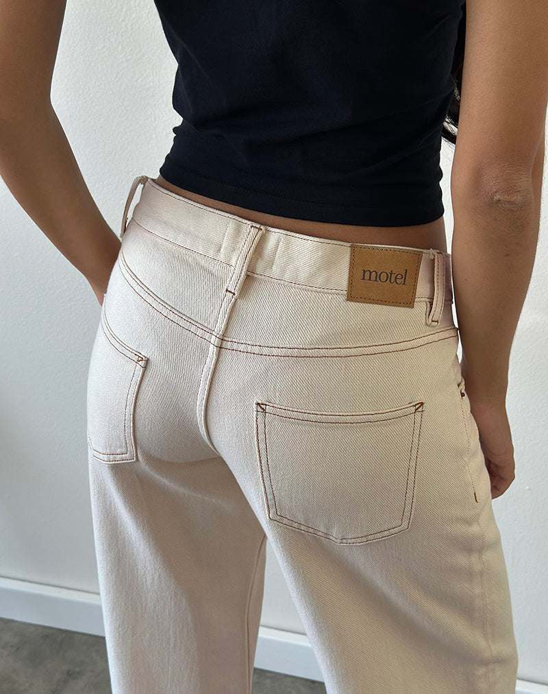 Image of Low Rise Parallel Jeans in Off White