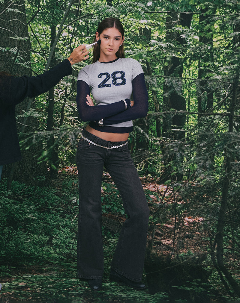 Image of Sutin Tee in Grey Marl with Polka Embroidery