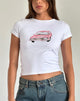 Image of Sutin Tee in White with Scribble Car Graphic