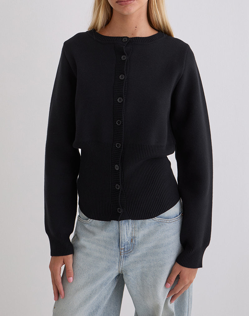 Image of Subra Long Sleeve Cardigan in Black