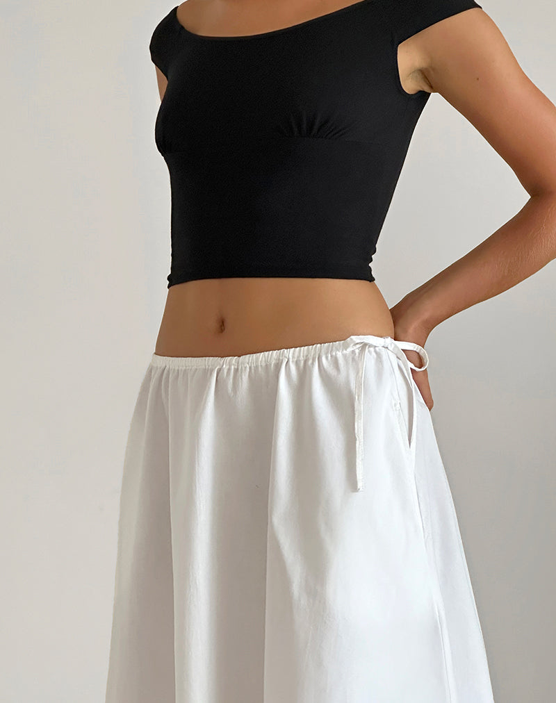 image of Taka Midi Skirt in Poplin White