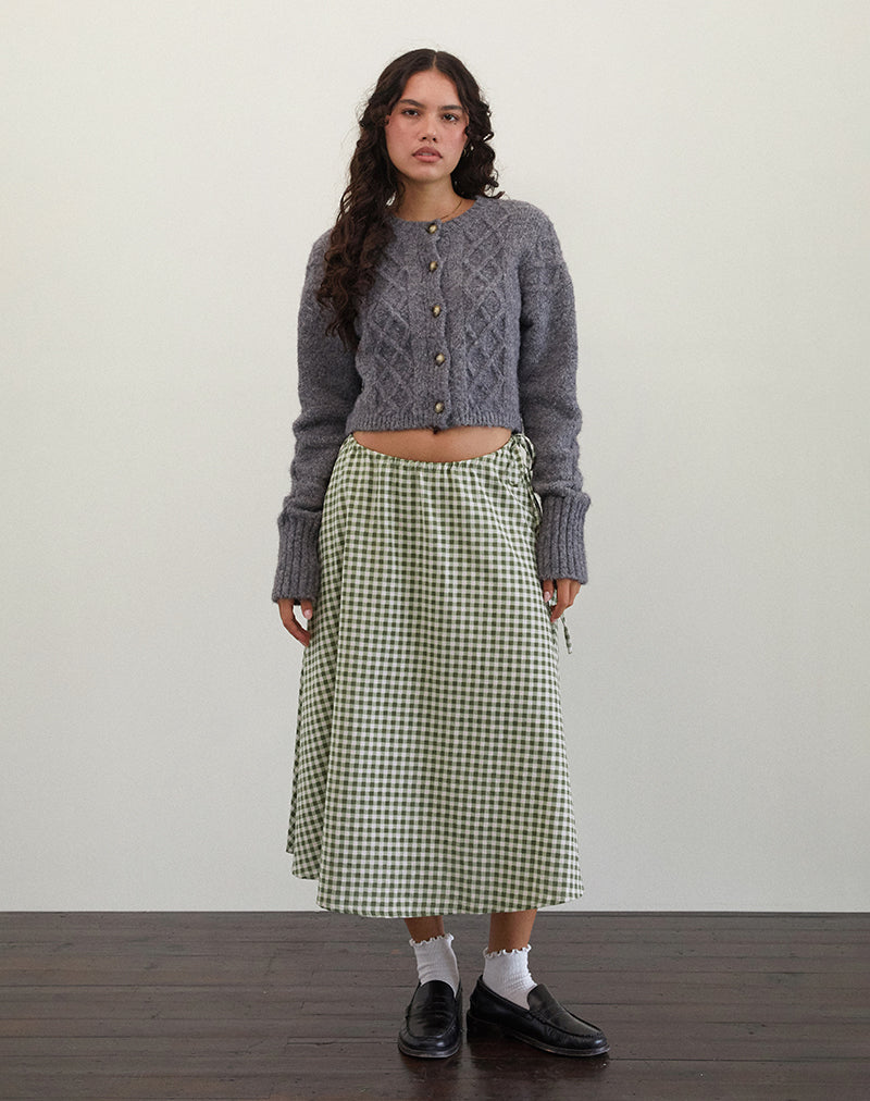 Image of Takara Midi Skirt in Olive Gingham