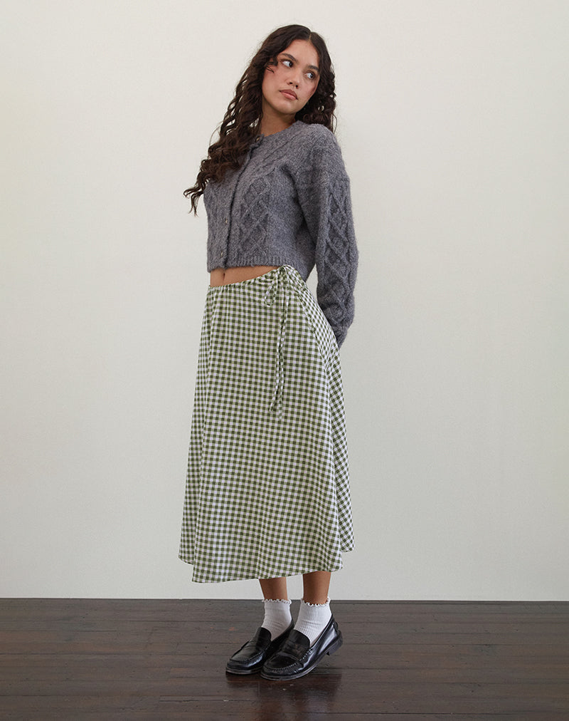 Image of Takara Midi Skirt in Olive Gingham