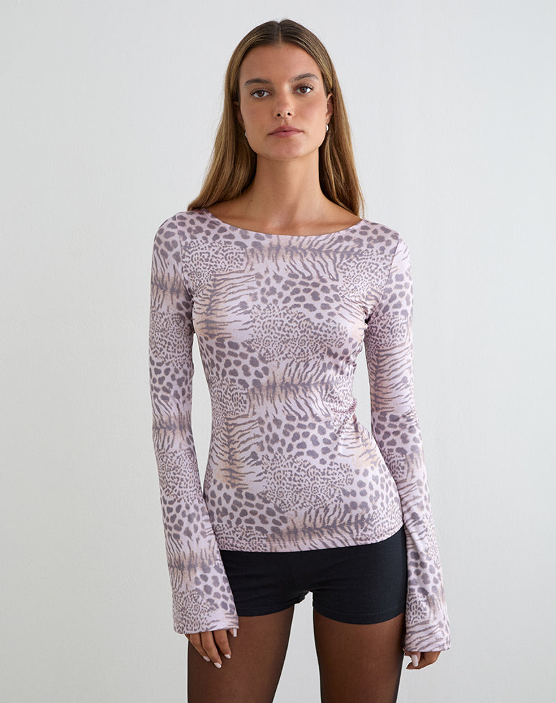 Image of Talindra Long Sleeve Top in Leopard Jersey Lilac