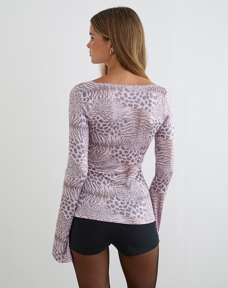 Image of Talindra Long Sleeve Top in Leopard Jersey Lilac