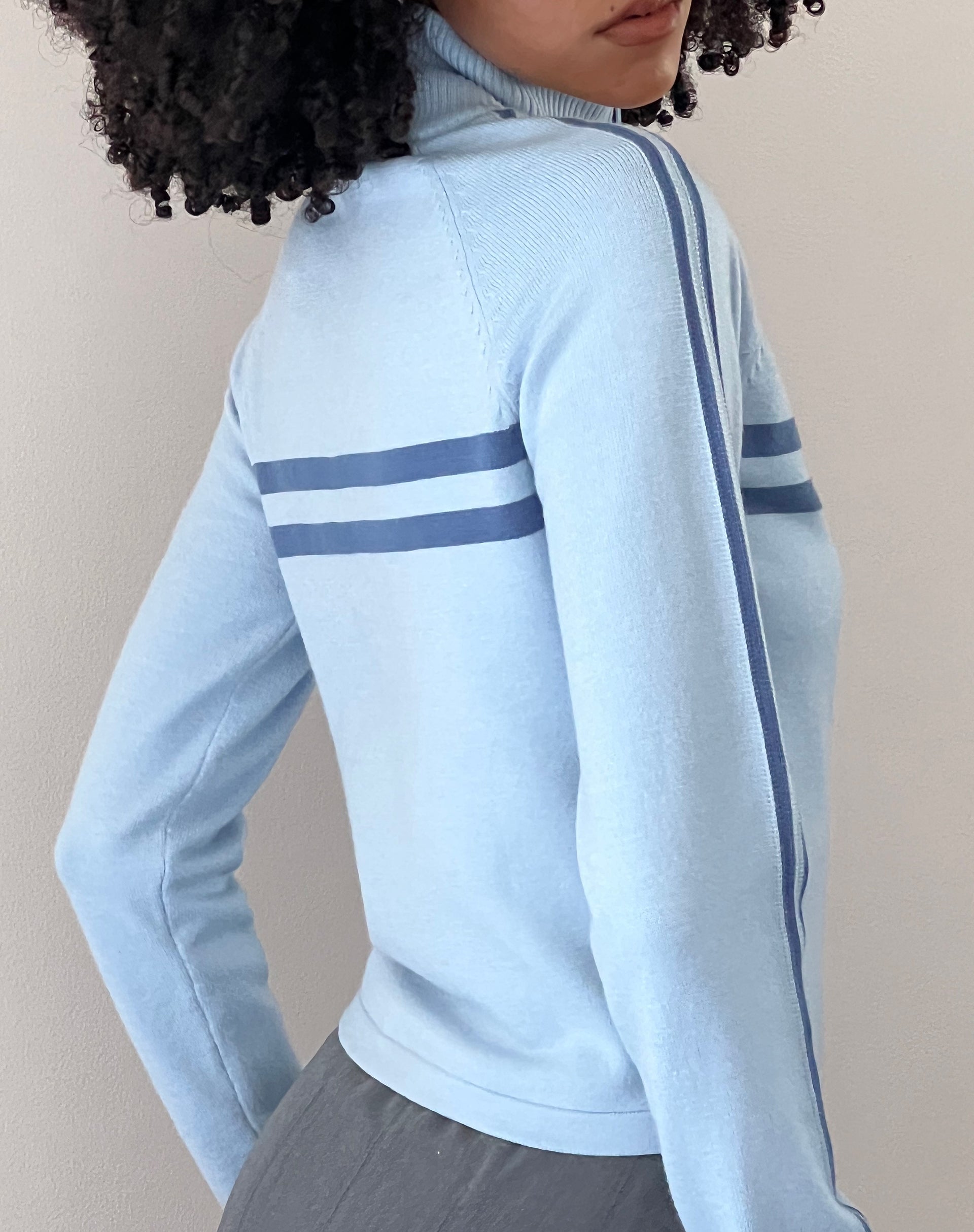 Image of Talisa Sporty Zip Through Jacket in Knit Light Blue