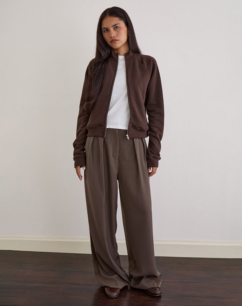 Image of Tamayo Zip Turtleneck Jumper in Bitter Chocolate