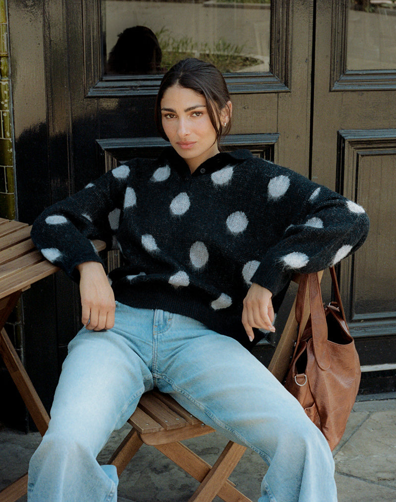 Tamika Oversized Jumper in Polka Black