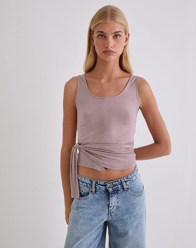Tanzy Tie Top aus Jersey in Altrosa