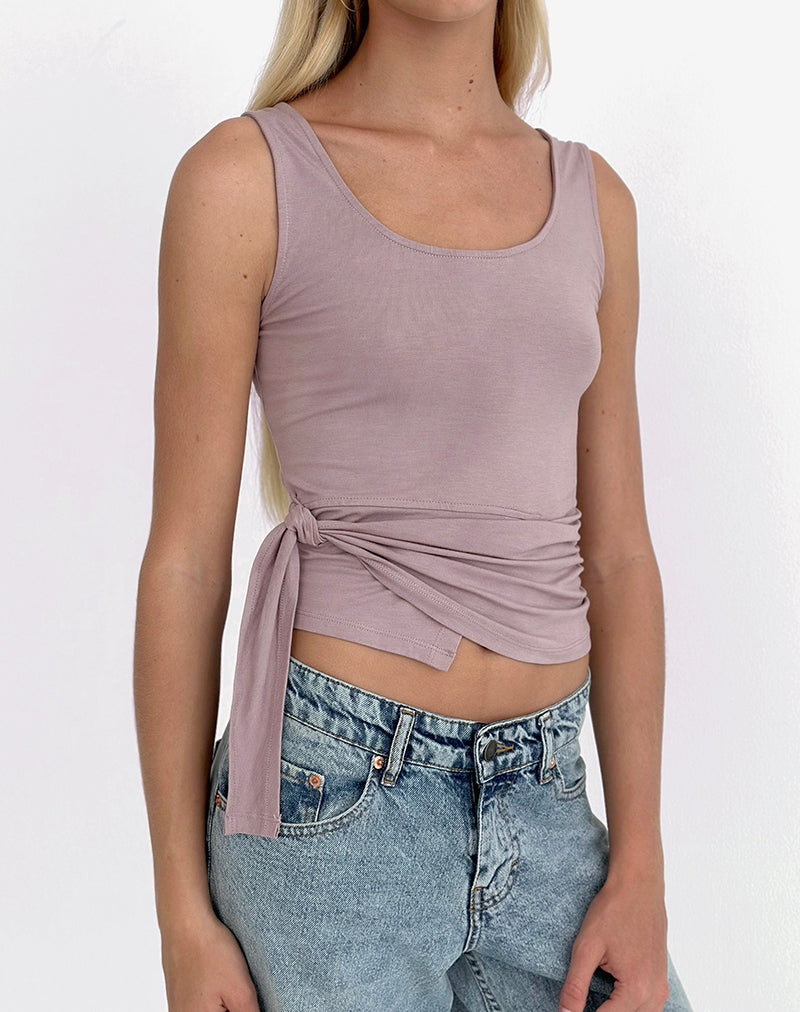 Tanzy Tie Top aus Jersey in Altrosa