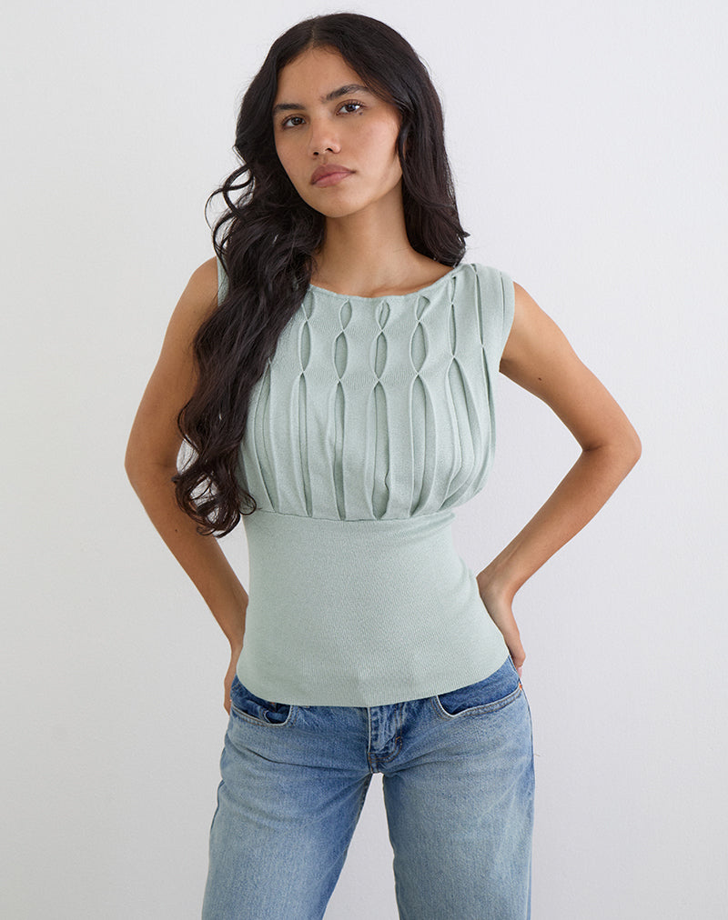 Tapasya Top in Shimmer Lurex Mint Green