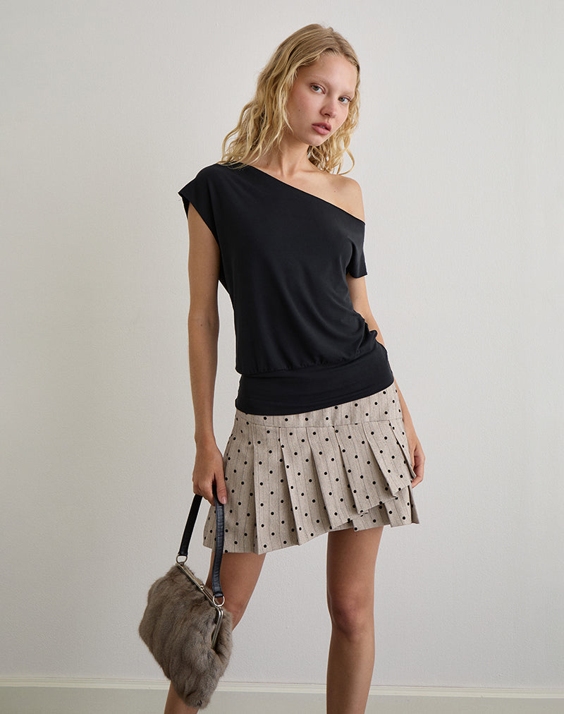 Minijupe Tarja, beige à rayures à pois