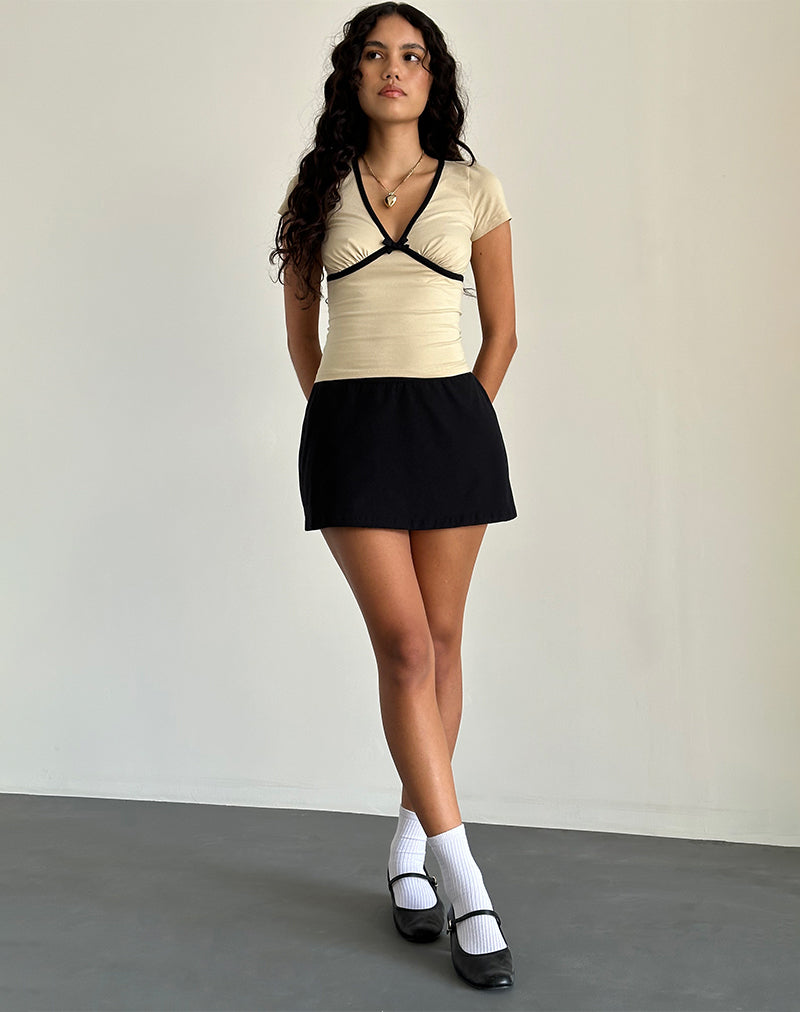 Image of Tasina Top in Coconut Milk with Black Binding