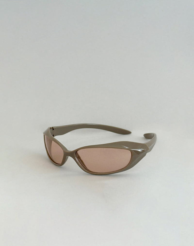 Image of Tatan Wrap Around Sunglasses in Taupe