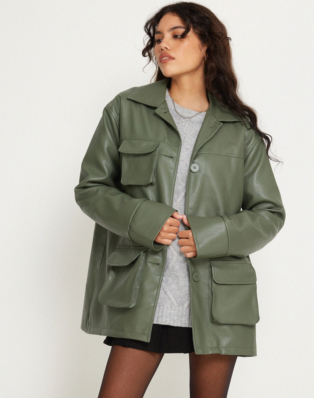 Veste Tavira en PU vert militaire