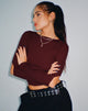 Image of Tayon Long Sleeve Crop Top in Marron