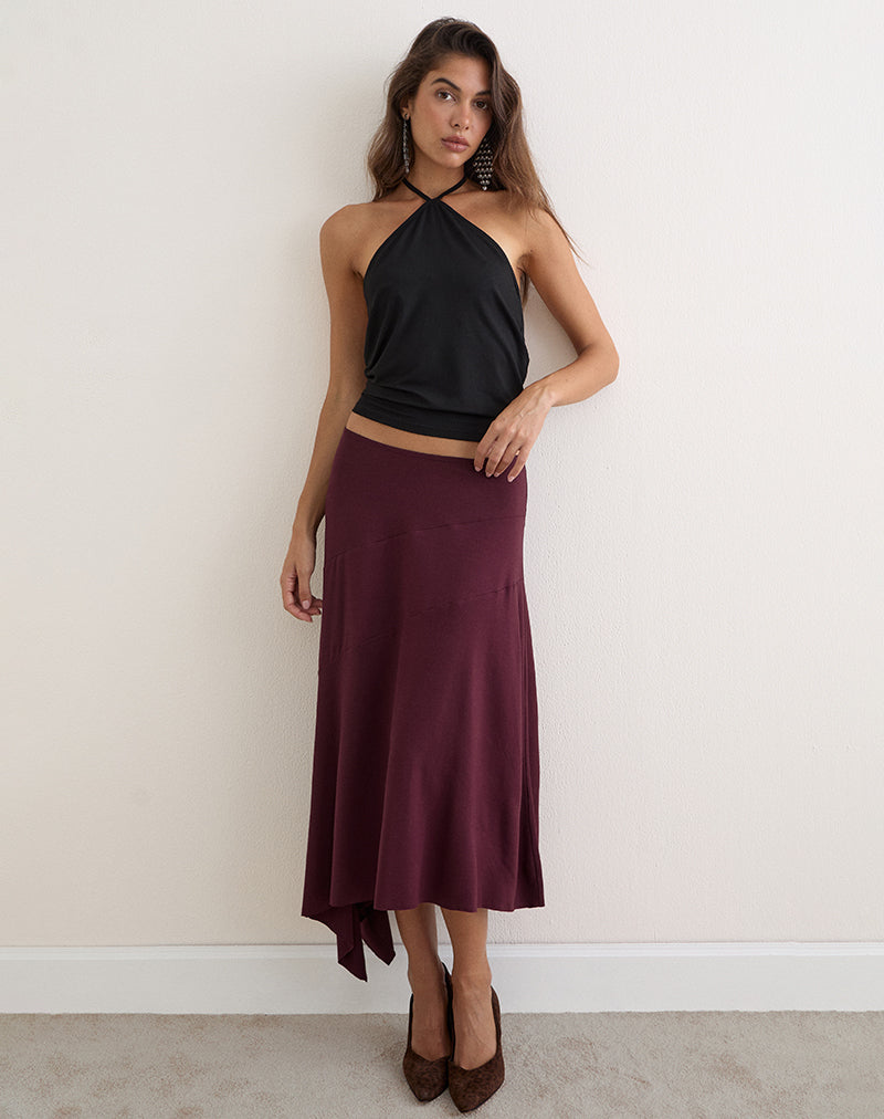 Image of Temisi Midi Skirt in Jersey Dark Plum