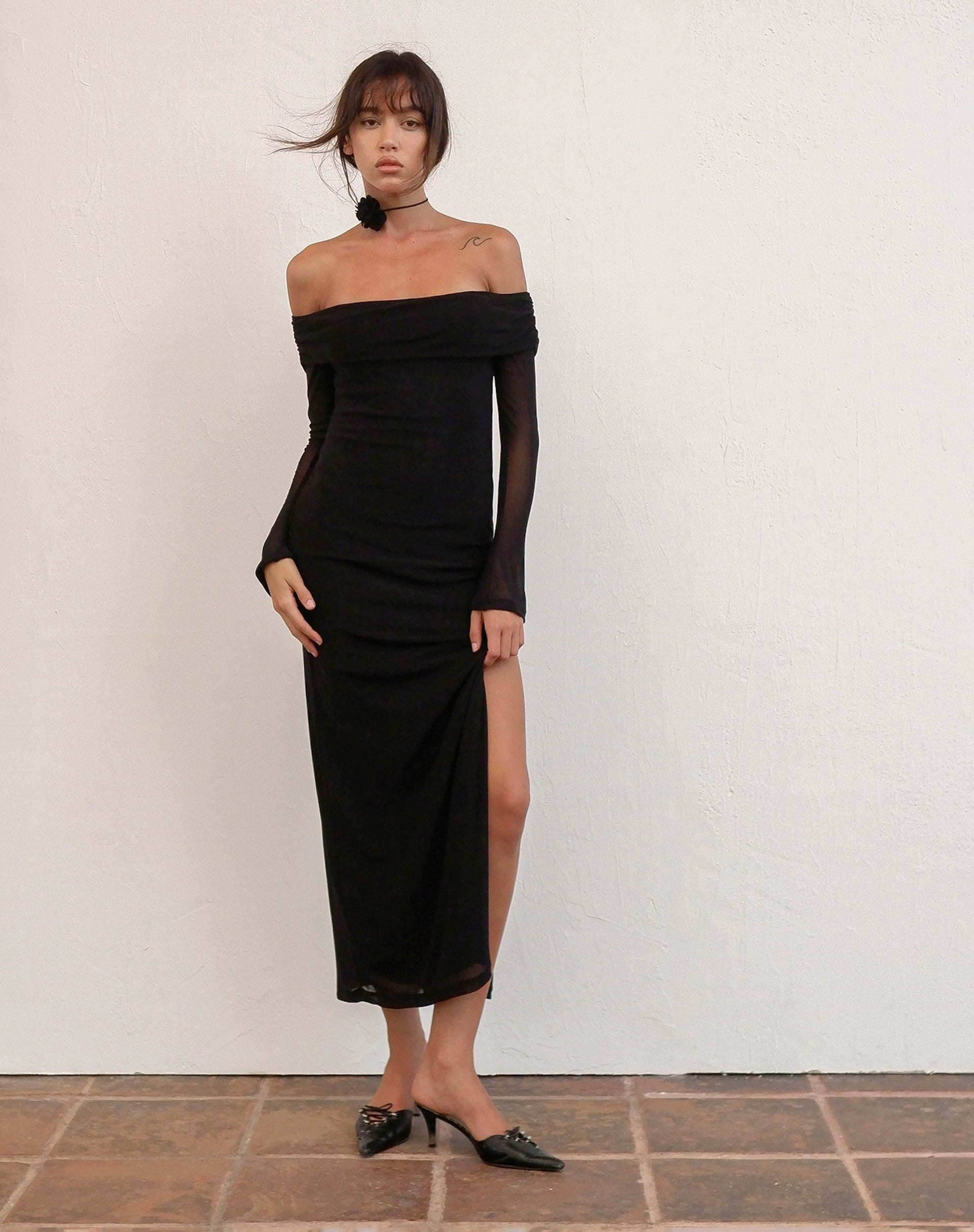 Mesh Black Bardot Long Sleeve Maxi Dress | Terika motelrocks-com-eur Mesh Black Bardot Long Sleeve Maxi Dress | Terika motelrocks-com-eur
