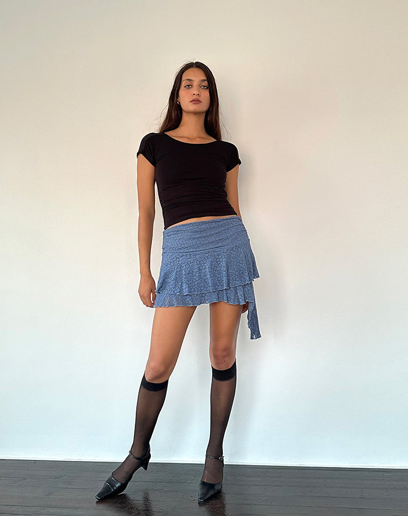 Image of Theri Frill Mini Skirt in Moonlight Blue