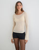 Image of Tineko Long Sleeve Top in Polka Textured Jersey Beige