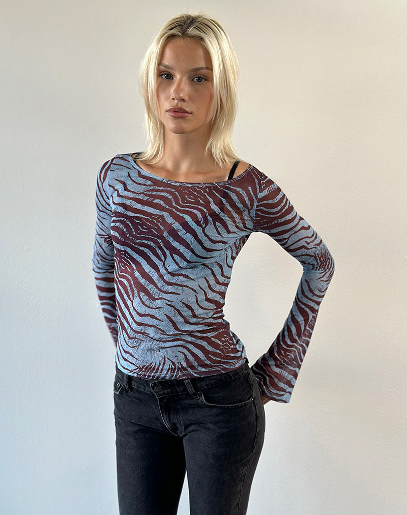 Image of Tineko Long Sleeve Top in Wild Animal Blue