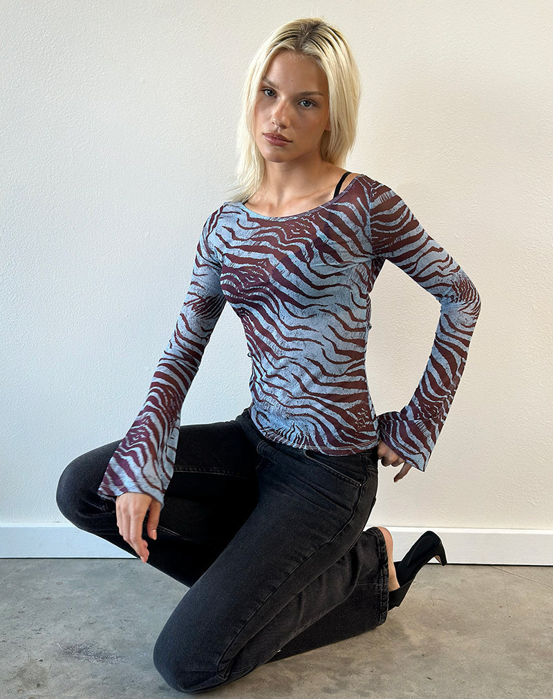 Image of Tineko Long Sleeve Top in Wild Animal Blue