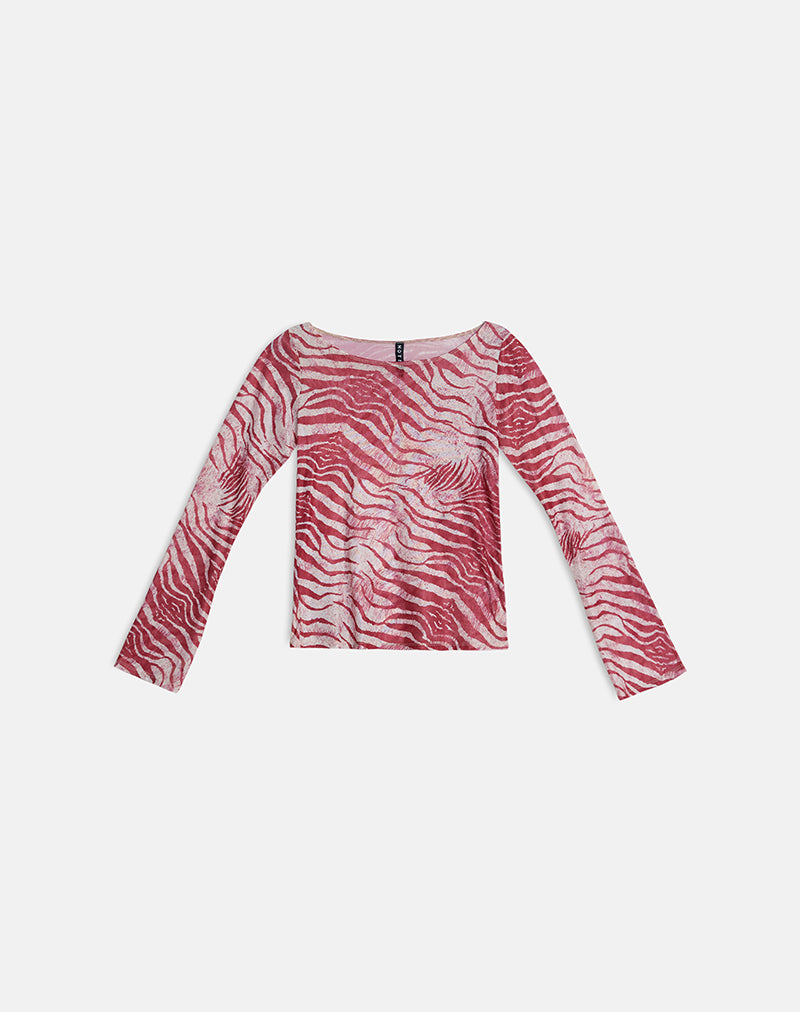 Image of Tineko Long Sleeve Top in Wild Animal Red
