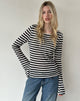 Image of Tineko Long Sleeve Top in Sheer Jersey Black and White Stripe