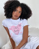 Image of Tiona Cropped Tee in White with Love Bunny Print and Embroidery