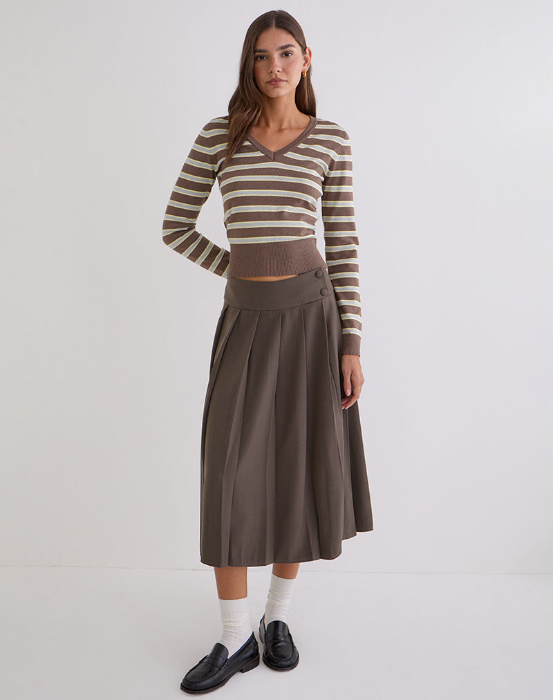 Jupe midi Tisrah couleur truffe