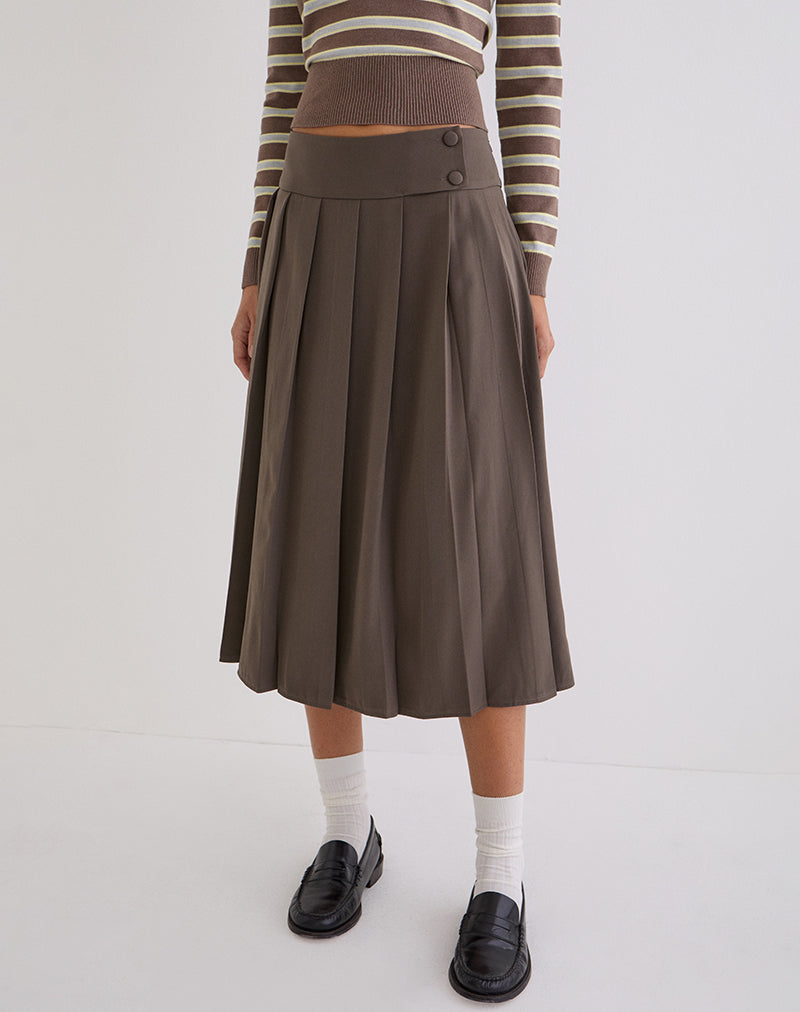 Jupe midi Tisrah couleur truffe