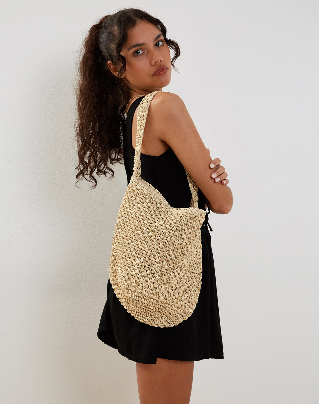 Sac fourre-tout en crochet Tito en ivoire