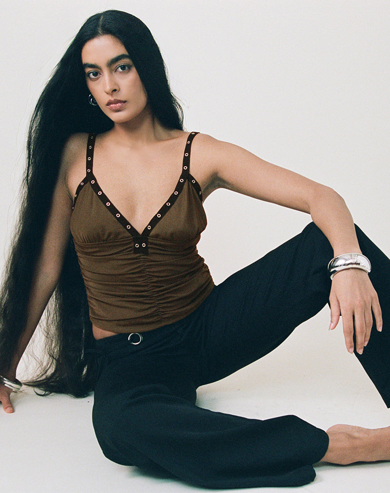 Tolani Cami Top in Heavy Mesh Khaki