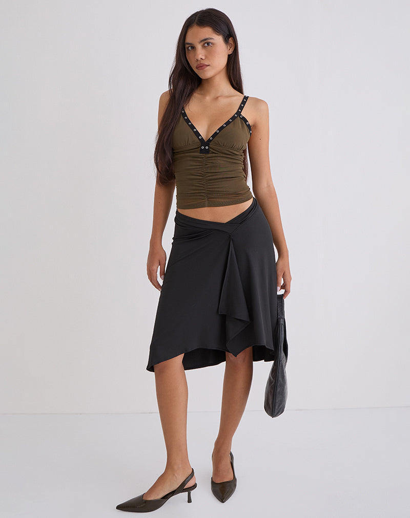 Tolani Cami Top aus schwerem Netzstoff in Khaki