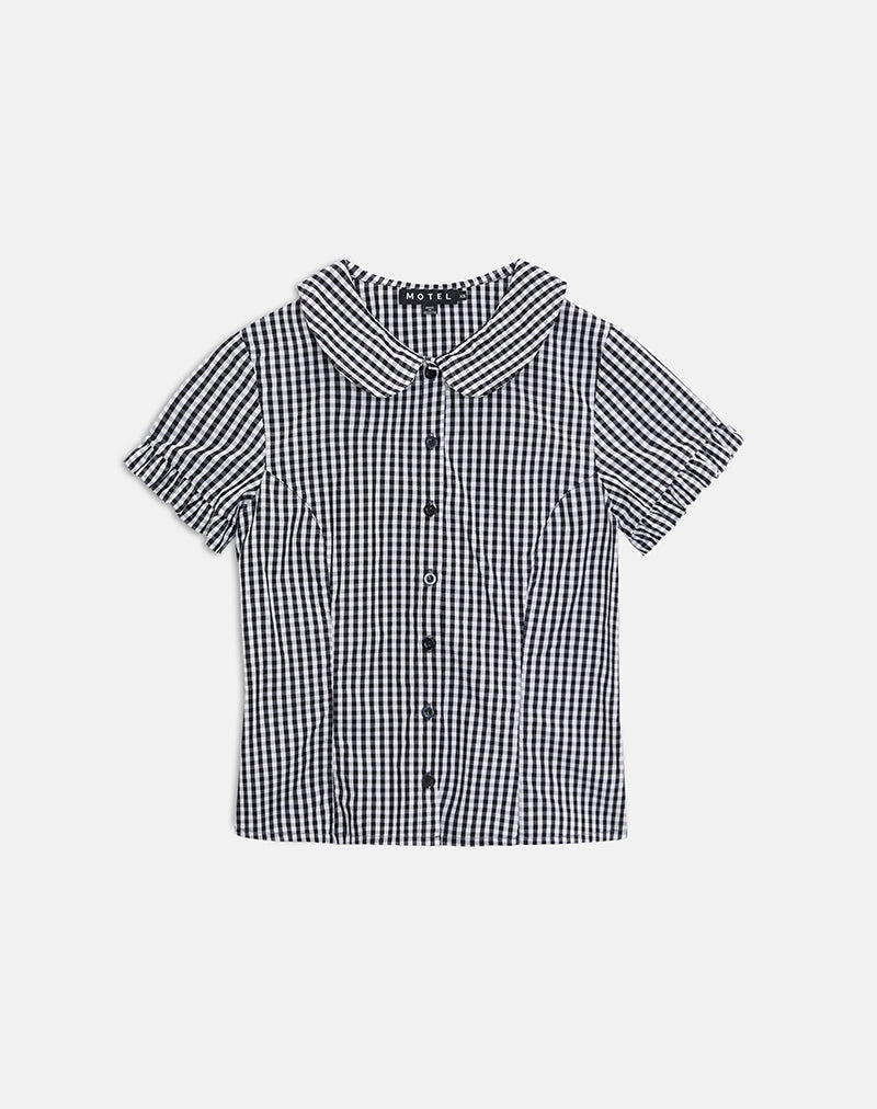 Image of Topaz Blouse in Mini Gingham Grey