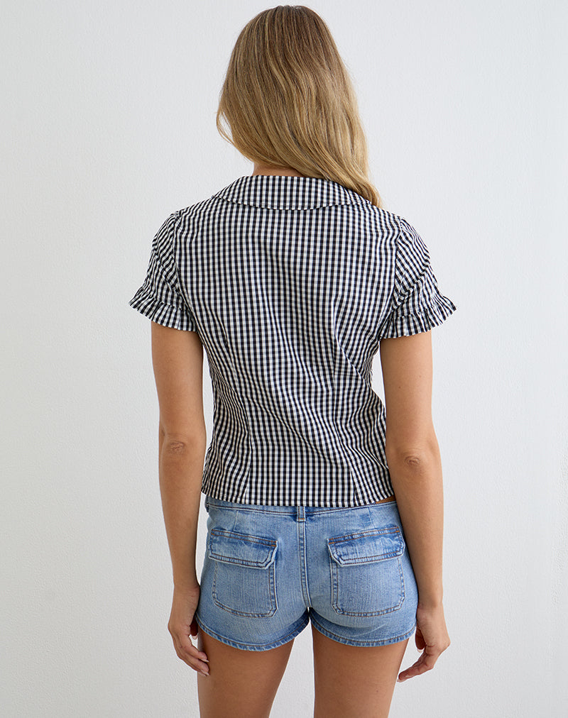 Image of Topaz Blouse in Mini Gingham Grey