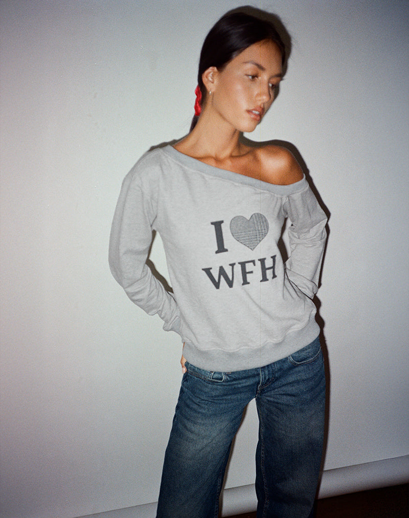 Image of Toria Sweatshirt in Grey Marl with I Love WFH Graphic