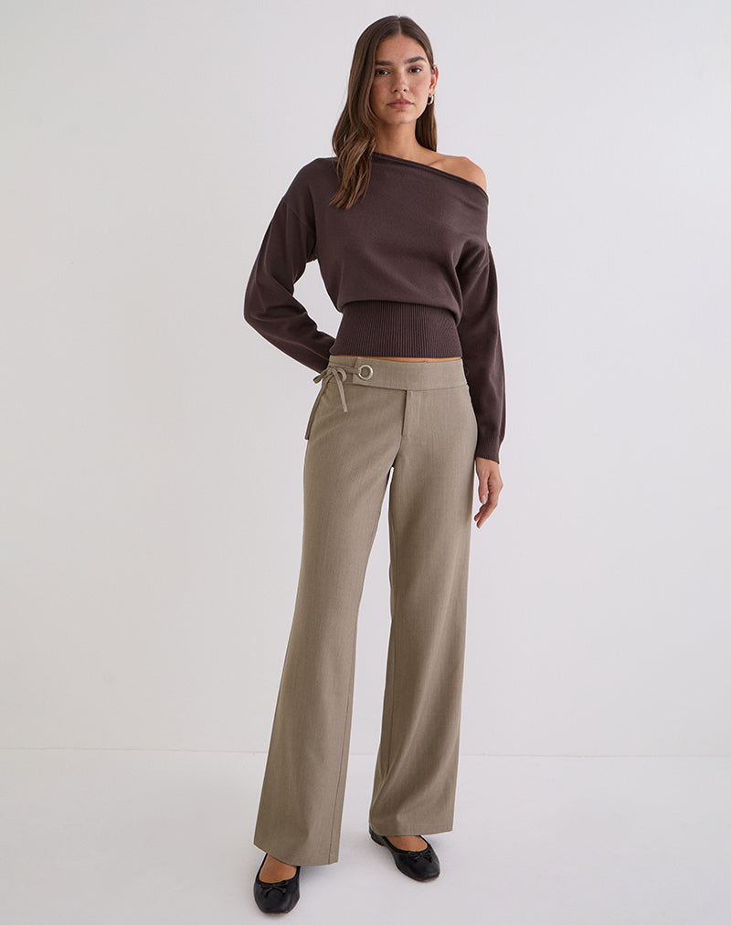 Image of Tova Tie Tailoring Trouser in Khaki Beige