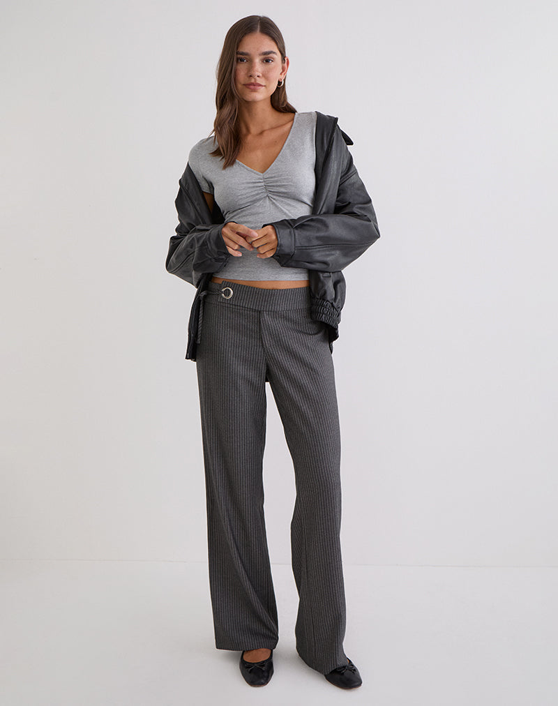 Image of Tova Tie Tailoring Trousers in Pinstripe Grey