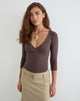 Image of Trudis Quarter Sleeve Wrap Top in Rayon Jersey Peppercorn