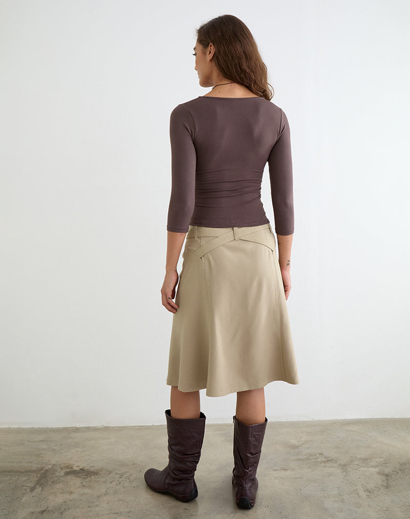 Image of Trudis Quarter Sleeve Wrap Top in Rayon Jersey Peppercorn