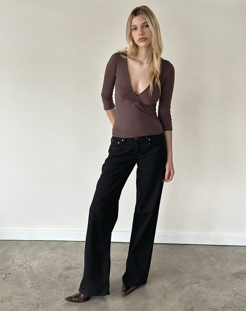 Image of Trudis Wrap Top in Rayon Jersey Peppercorn
