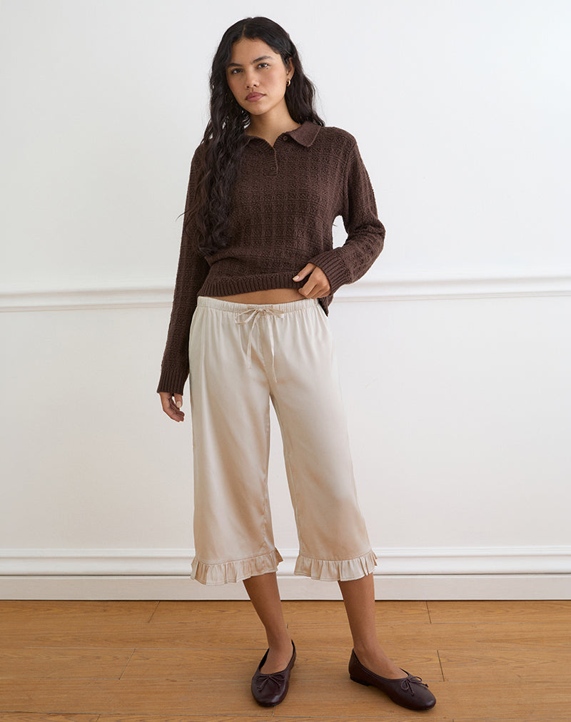 Tunelia Capri Trouser in Satin Champagne